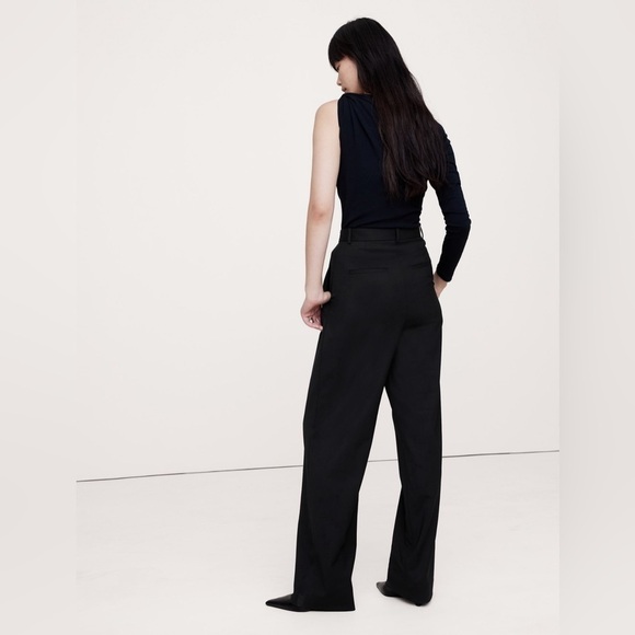 NWT! Banana Republic Black SoHo High-Rise Wide-Leg Italian Wool Pant  🧡 - Picture 3 of 4